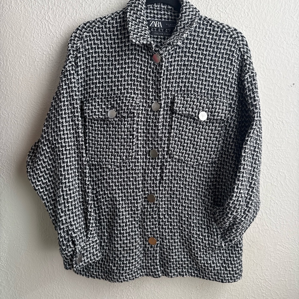 ZARA Italian Fabric Houndstooth Jacket/Coat oversized